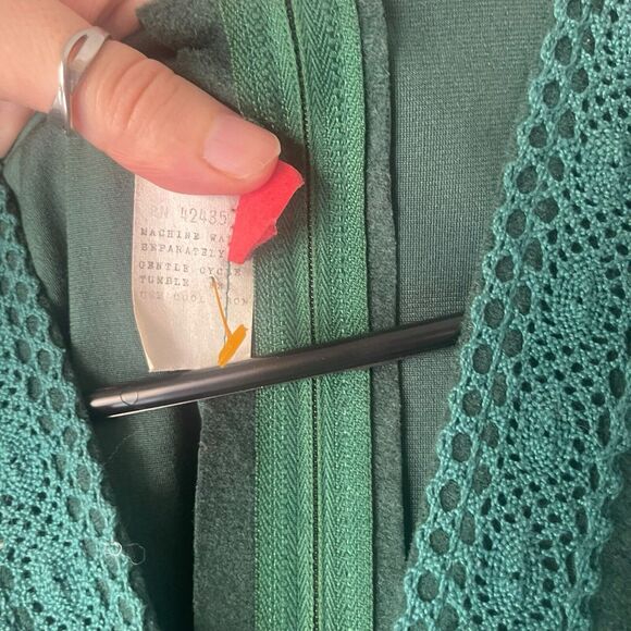 Vintage 1960s-70s Green Women's Size 7 V Neck Babydoll Tie Maxi Dress - Picture 3 of 8